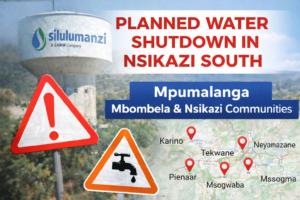 Planned water shutdown in Nsikazi South Mpumalanga affecting Karino, Tekwane, Msogwaba and surrounding Mbombela communities